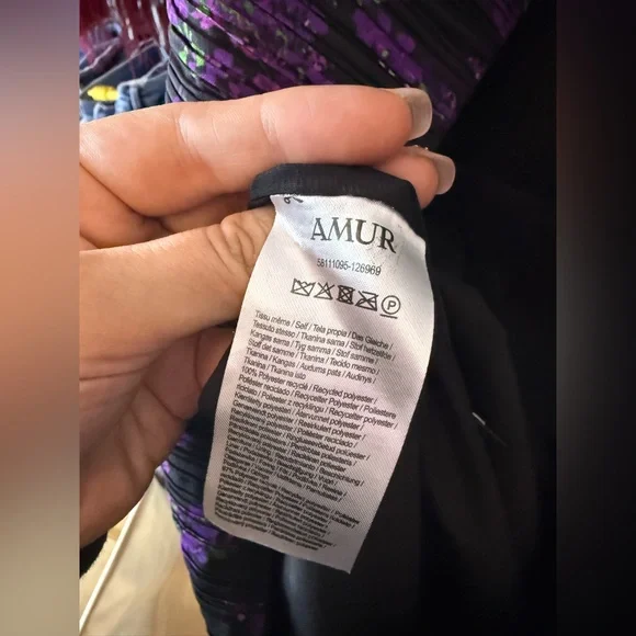 AMUR by Reiss Giulia Mini Dress - Size 4 Elegant Black and Purple Floral Dress - Picture 14 of 14